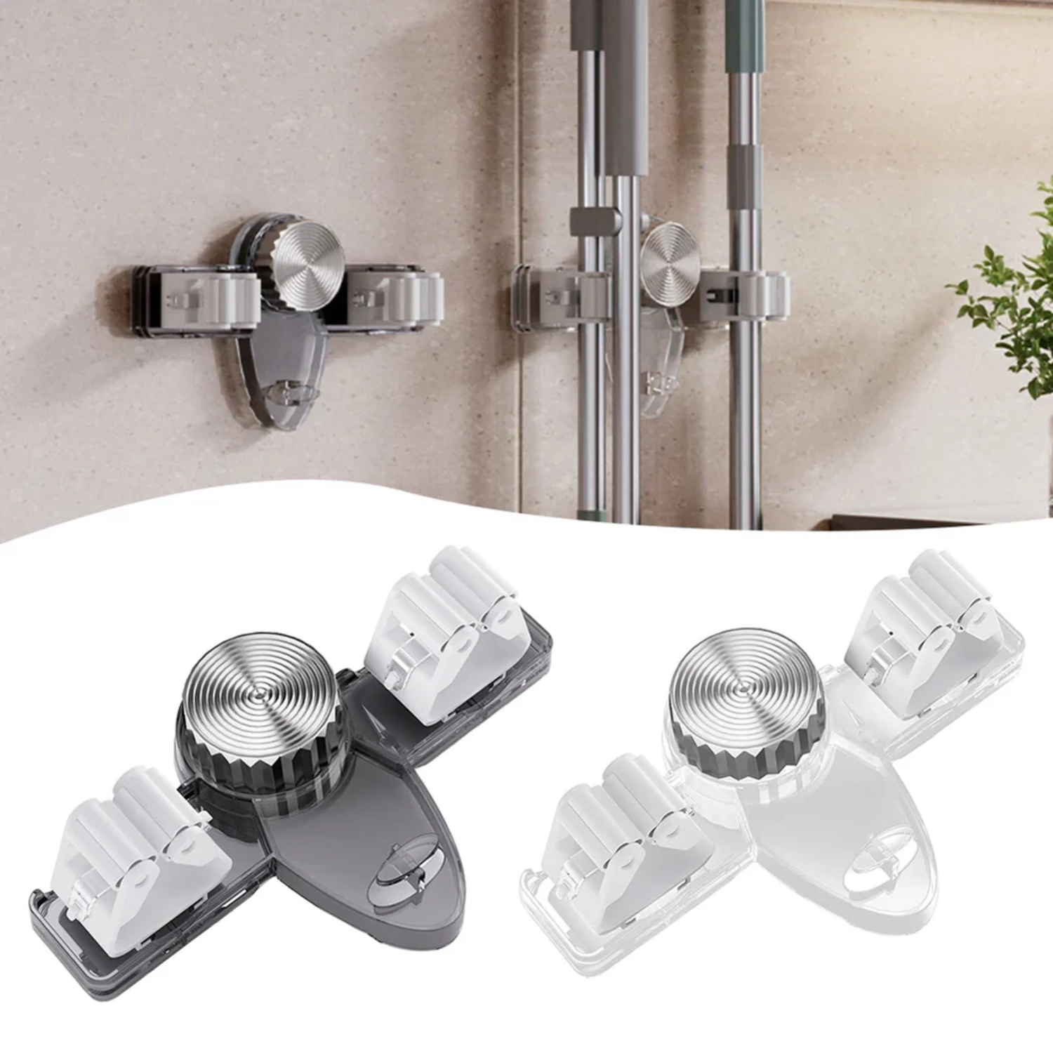 MopMate: Wall-Mounted Storage Organizer for Bathroom, Kitchen & Home Essentials, Sturdy Mop & Broom Holder for Space-Saving Home Organization