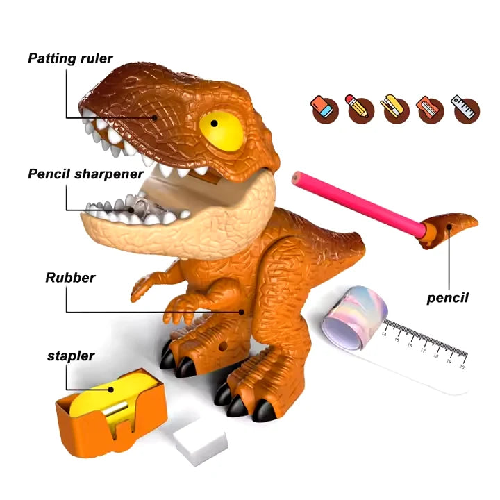 DinoKit: Unique 5-in-1 Dinosaur Stationery Set with Pencil Case & Writing Essentials – Fun School Supplies & Perfect Gift for Kids