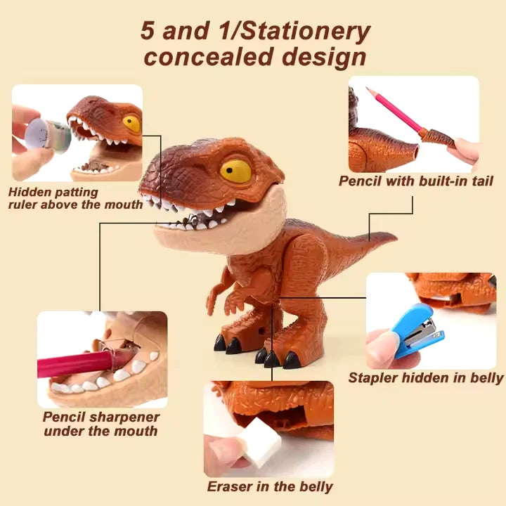 DinoKit: Unique 5-in-1 Dinosaur Stationery Set with Pencil Case & Writing Essentials – Fun School Supplies & Perfect Gift for Kids