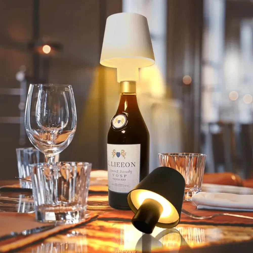 Boozify: Wine Bottle Topper LED Lamp USB-C Rechargeable with 3 Colour Adjustable Brightness & Touch Control