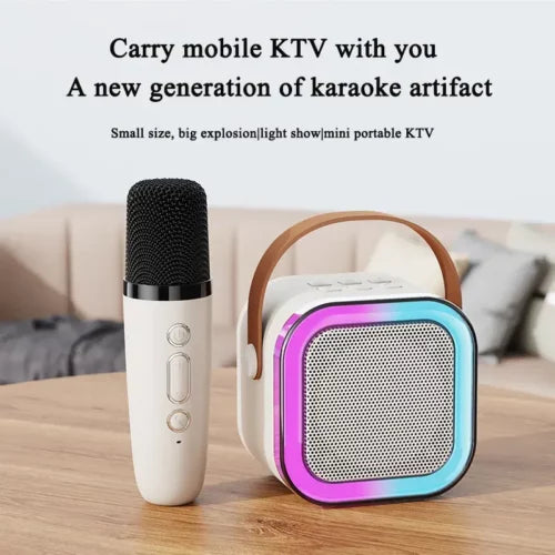 PartyPulse: Karaoke Bluetooth Speaker with Wireless Mic, Dynamic LED Lights & Portable Design for Home, Parties & Travel