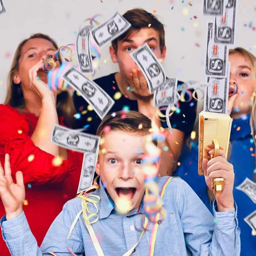 CashBlaster: Ultimate Money Gun for Parties, Weddings & Events – Shoots Fake Cash with Automatic Trigger, 100 Fake Dollar Bills Included