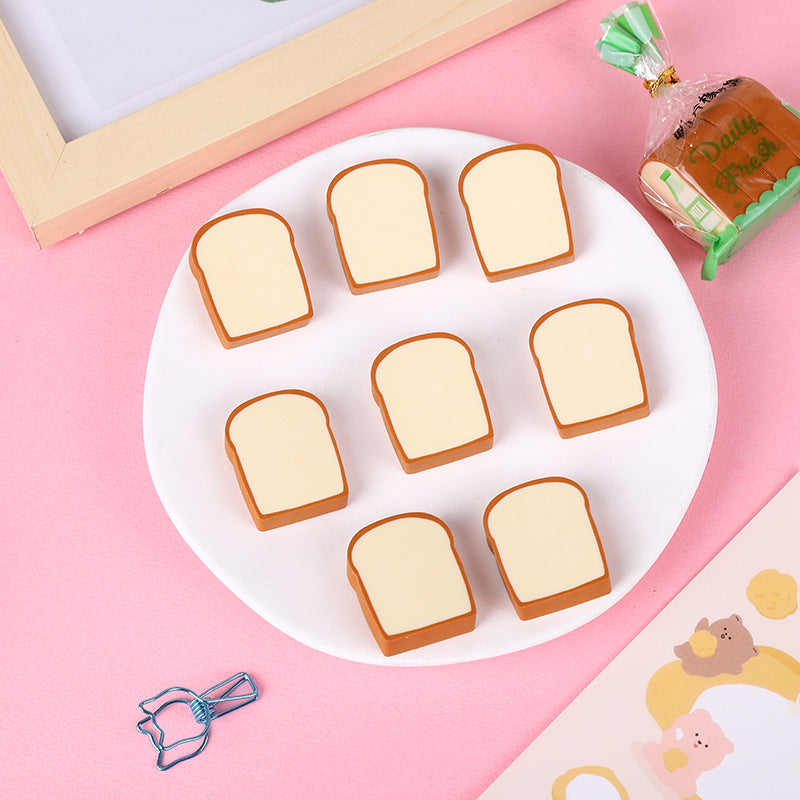 Loaf: 4-Piece Toast Bread Eraser Set – Cute & Fun Stationery for Students & Office Use (Pack of 3)