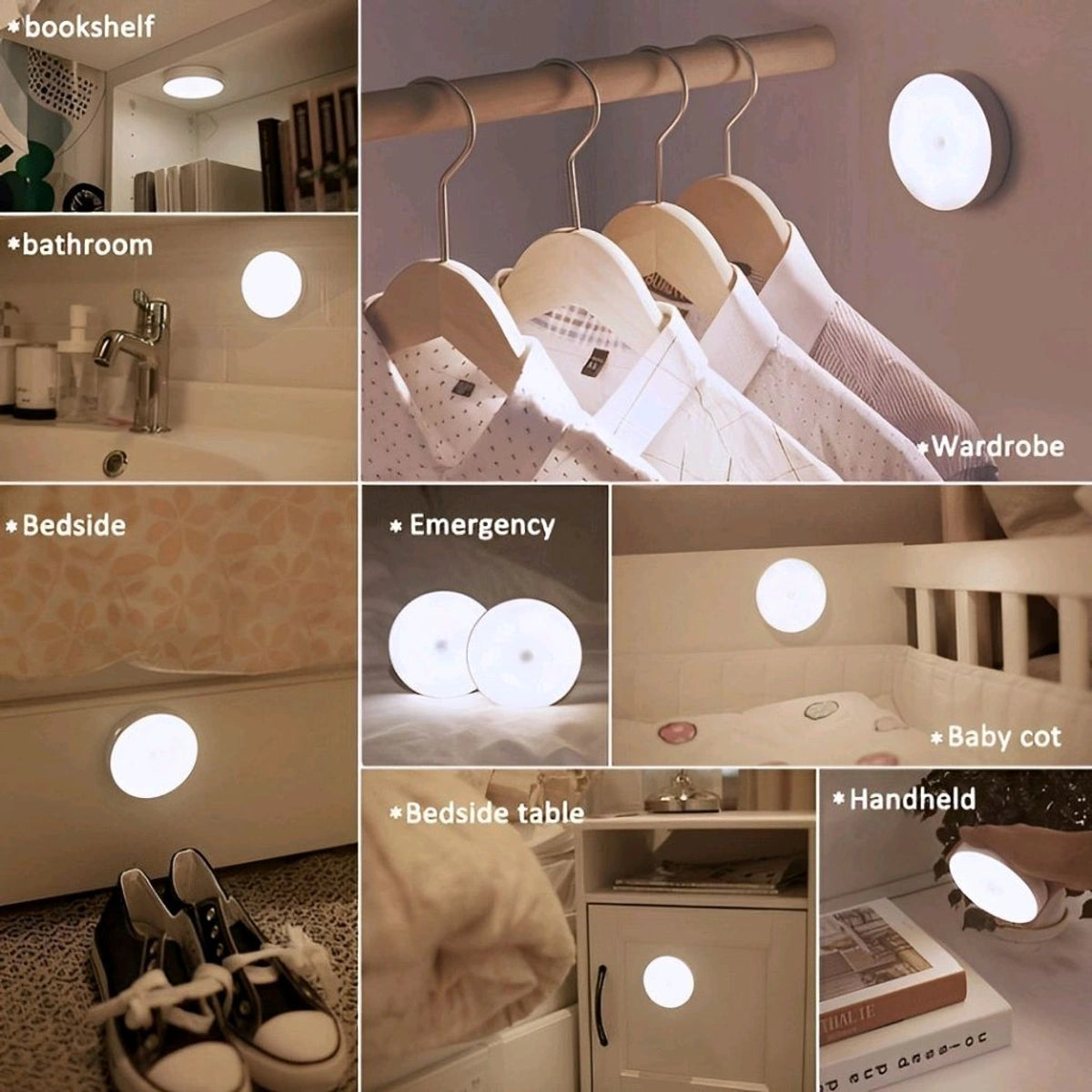 Lumiq: Motion Sensor LED Night Light, USB Rechargeable, Auto-On Cabinet Light with Warm Glow for Wardrobe, Stairs, Hallway, Kitchen & Closet Use
