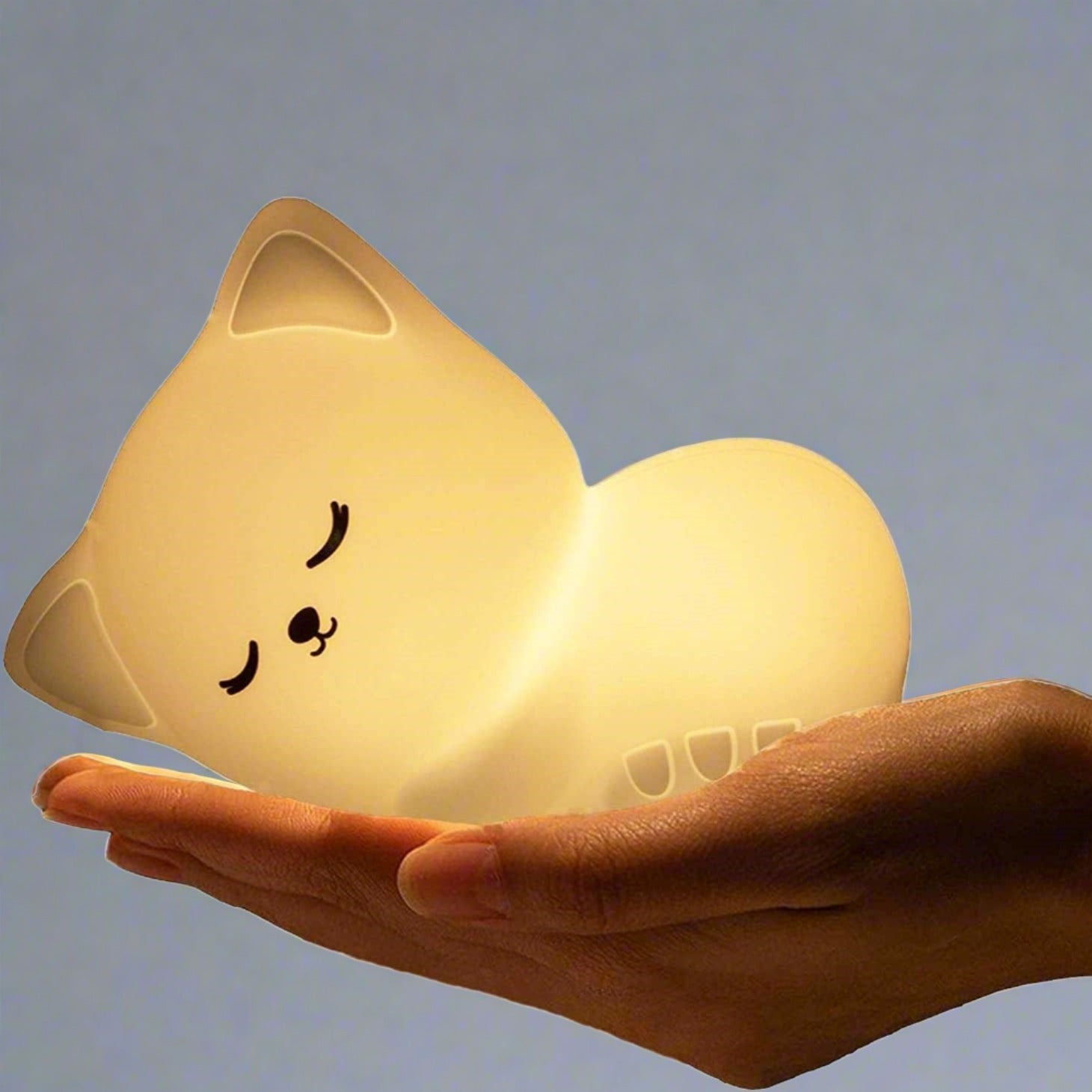Kitty: Sleeping Cat Silicone Night Lamp with Rechargeable LED for Cozy Bedroom Ambience & Gifting