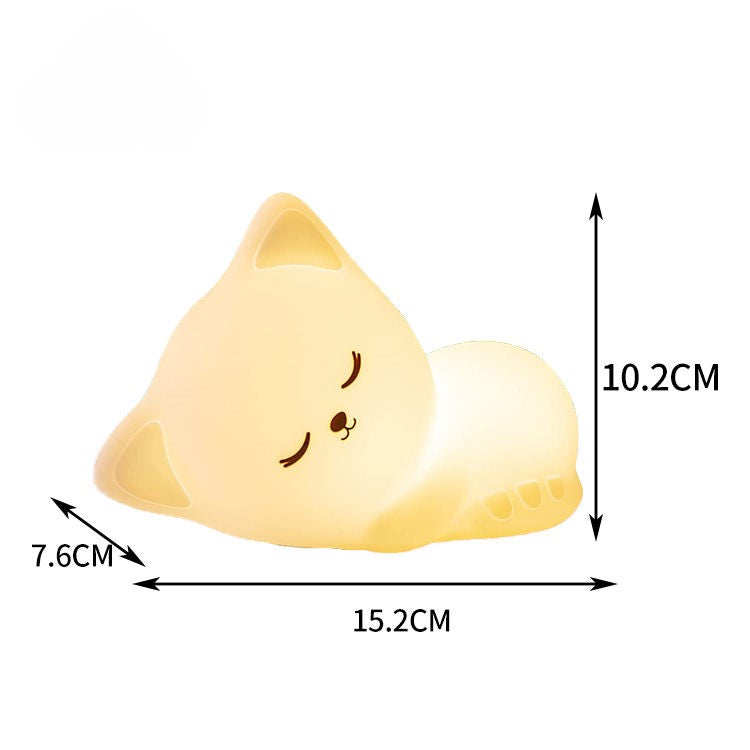 Kitty: Sleeping Cat Silicone Night Lamp with Rechargeable LED for Cozy Bedroom Ambience & Gifting