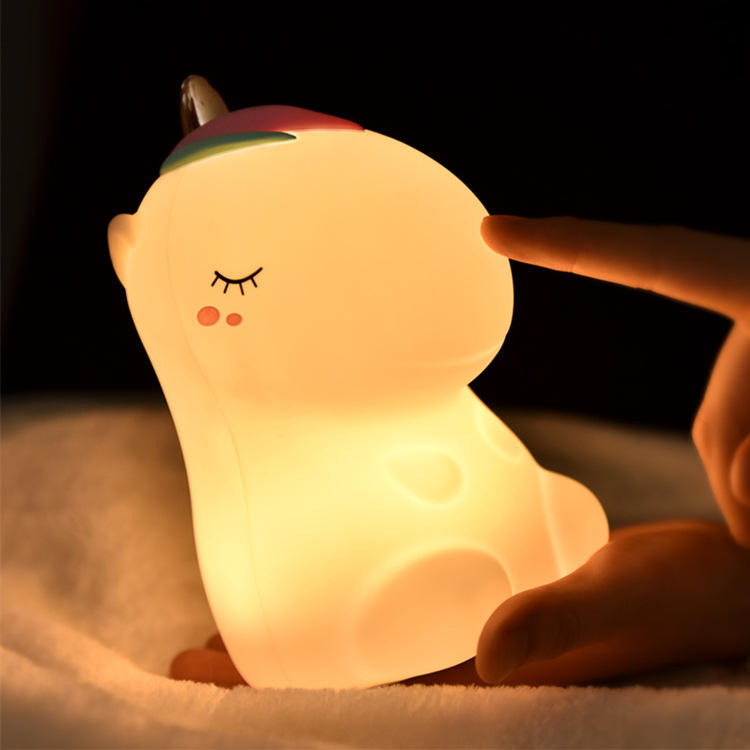 Unico: Adorable Unicorn Silicone LED Night Lamp with 7-Color Breathing Modes & Touch Sensor Control
