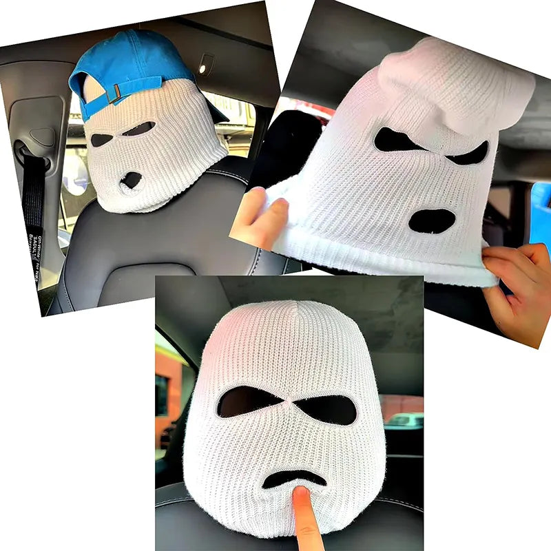 Mugz: Car Seat Mask Headrest Covers (Set of 2) – Universal Fit for Car Interiors, Powerful Decoration & Headrest Protection