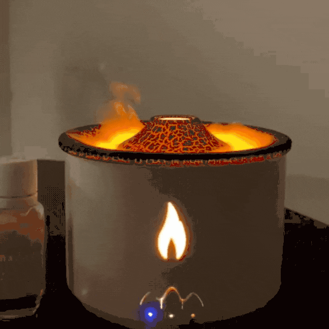 Essence: Enchanting Volcano Humidifier & Aromatherapy Diffuser with Flame Effect, Cool Mist & Auto Shut-Off