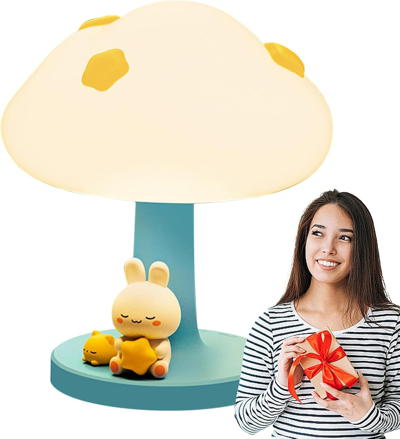 CloudBun: Bunny-Shaped Cloud Night Lamp with Tap Control – Soft Silicone Glow Light for Kids’ Bedrooms & Baby Nursery (3-Level Dimming, Rechargeable)