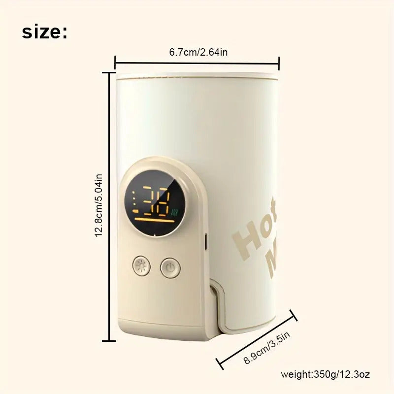 Warmie: Portable Baby Bottle Warmer with Adjustable Temperature Control, USB Rechargeable Milk Warmer with Built-In Temperature Sensor for Travel & Night Feeds