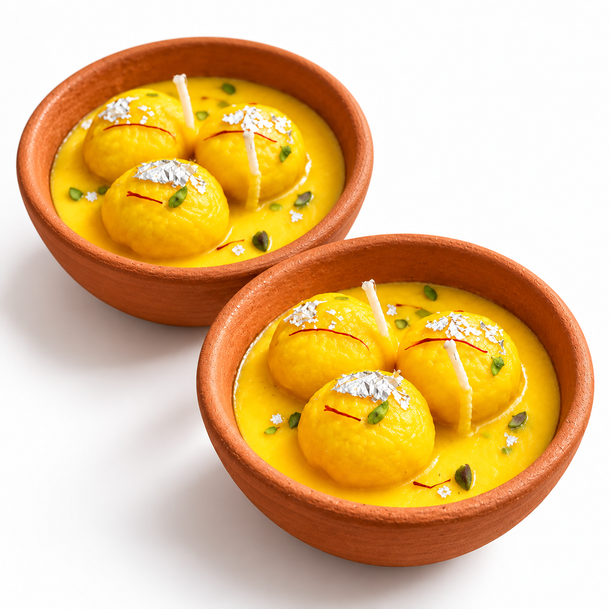 Rasmalai: Traditional Rasmalai-Shaped Decorative Paraffin Wax Candles, Hand-Poured Indian Mithai Style Candles for Diwali Décor, Home Decoration & Festive Gifting (Pack of 2)