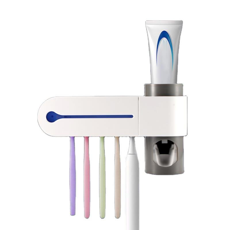 Dentiq: Automatic Toothpaste Dispenser & UV Toothbrush Holder, Wall-Mounted 5-Slot Bathroom Organizer with Toothbrush Sterilizer & Hygienic Storage