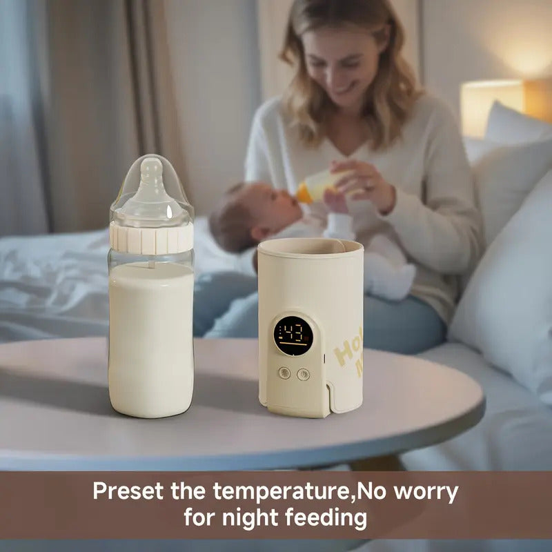 Warmie: Portable Baby Bottle Warmer with Adjustable Temperature Control, USB Rechargeable Milk Warmer with Built-In Temperature Sensor for Travel & Night Feeds