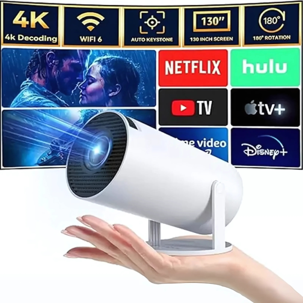 Zenith: Portable WiFi-Enabled HD Smart Projector with 4K Support, Built-in Apps (YouTube, Netflix, Prime), Rotatable Design & 100