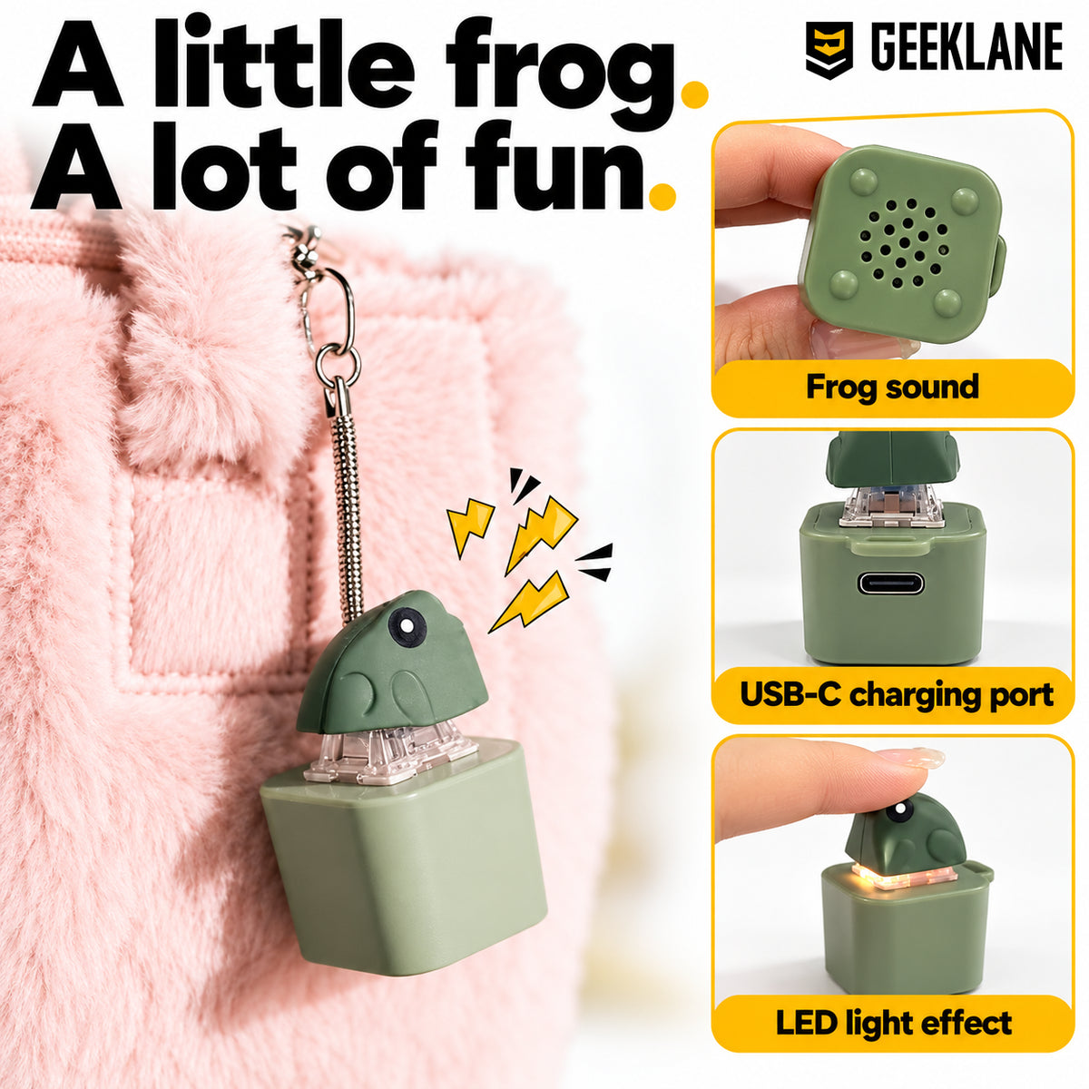 Frobby — frog keychain details.