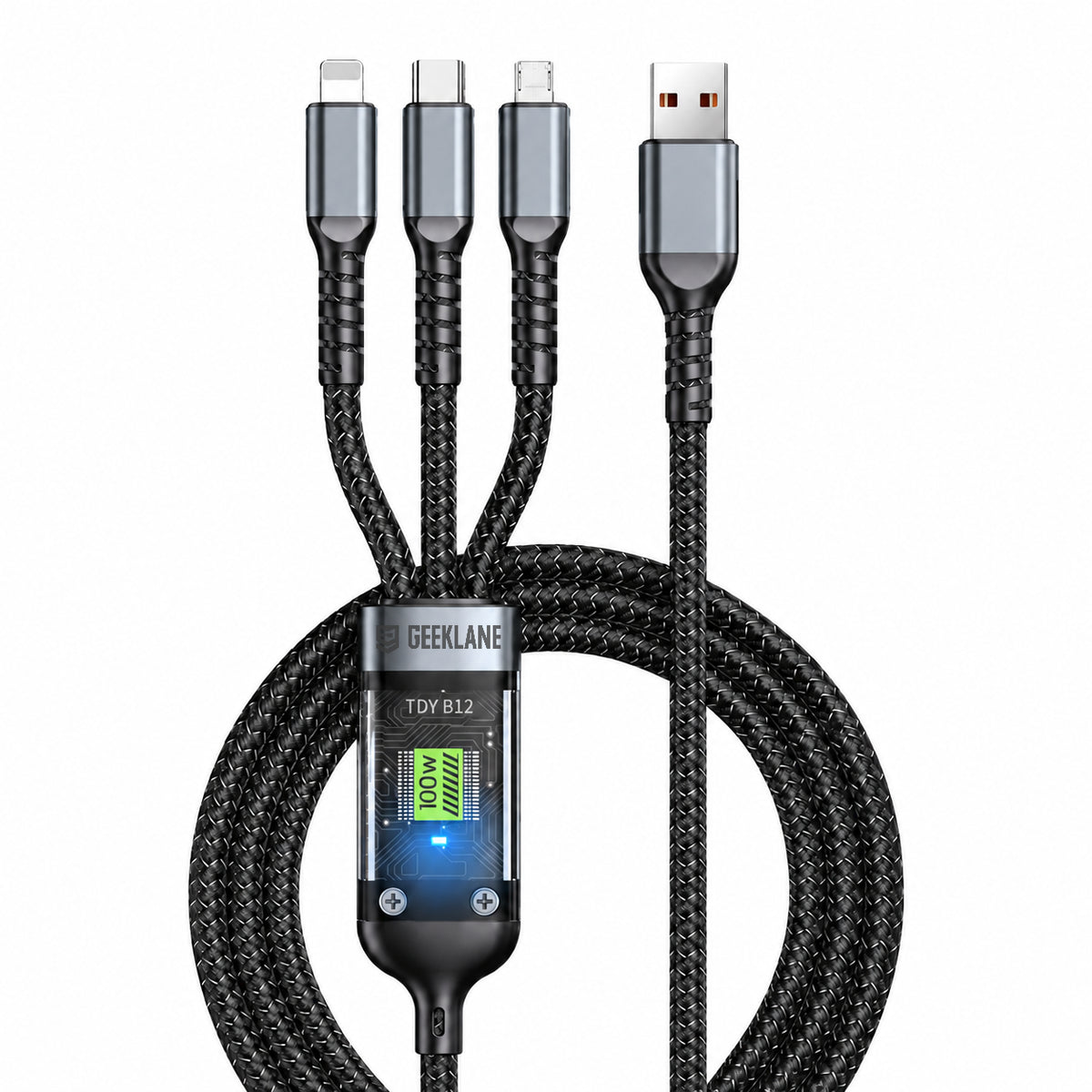 Power100 — white background three connector cable.