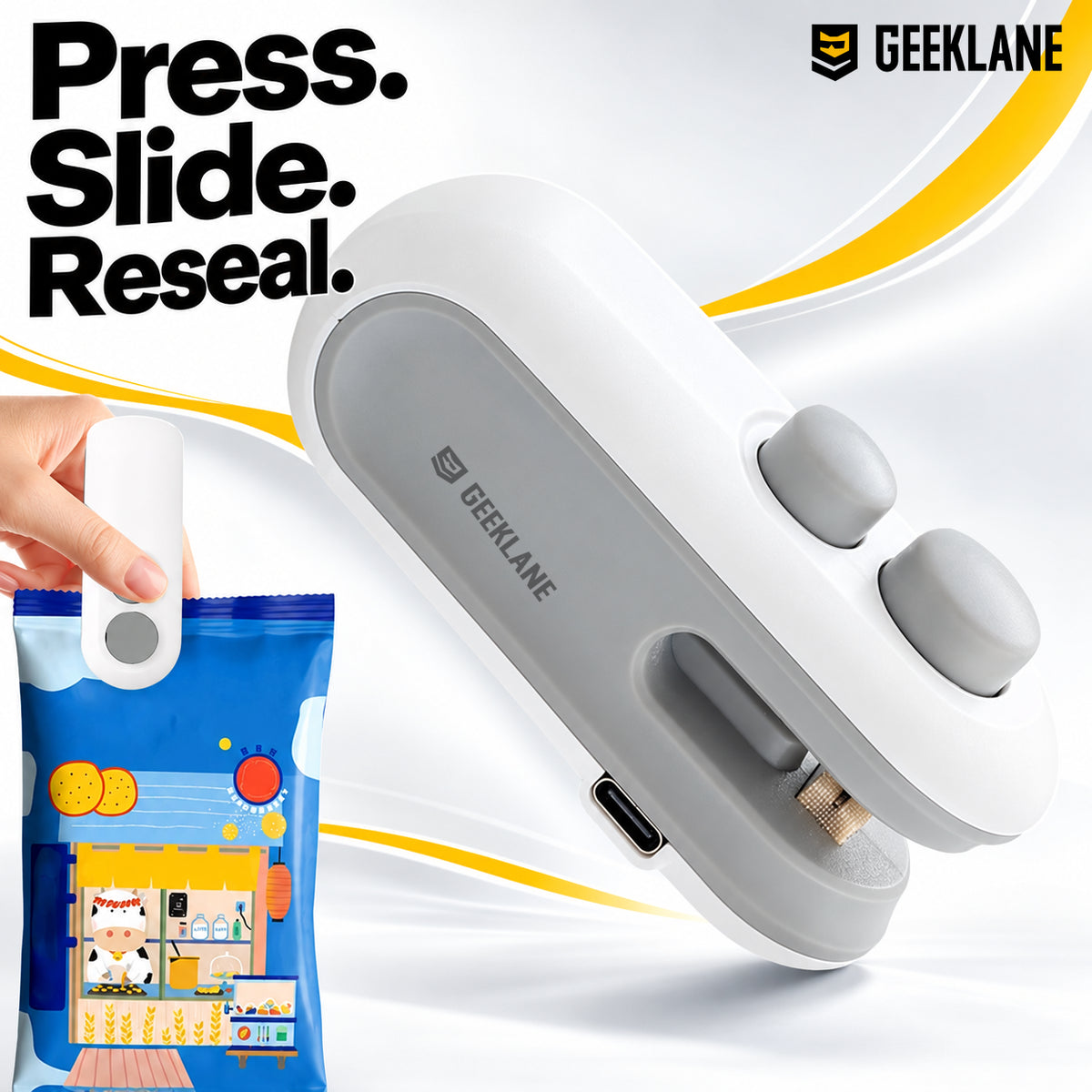 Sealy — press and slide operation.
