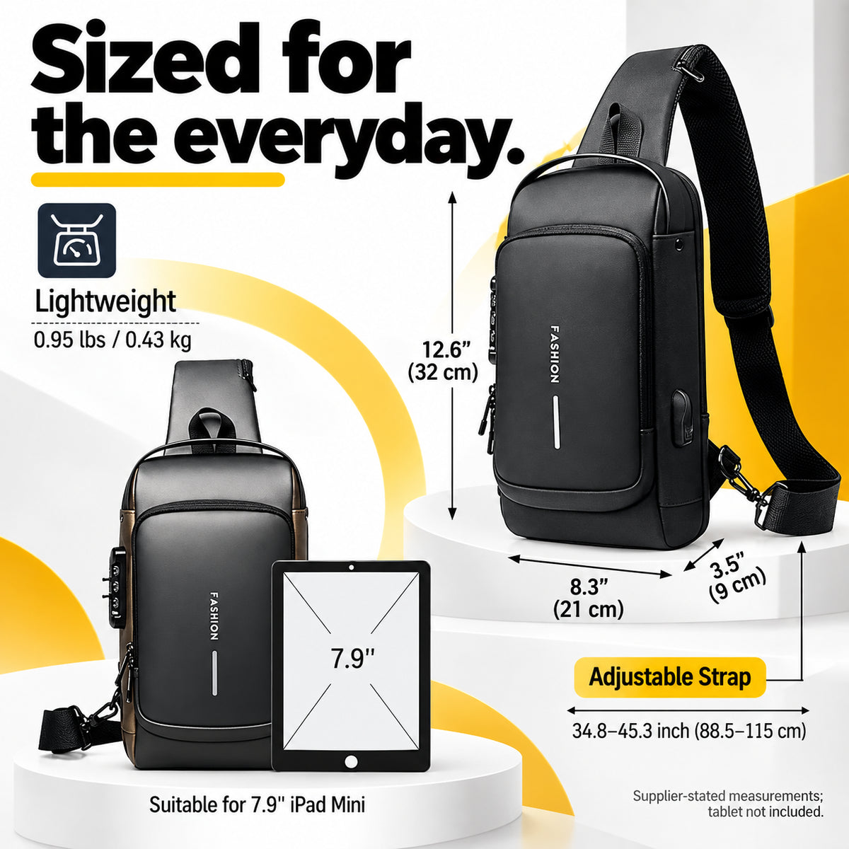 Shield — bag dimensions.