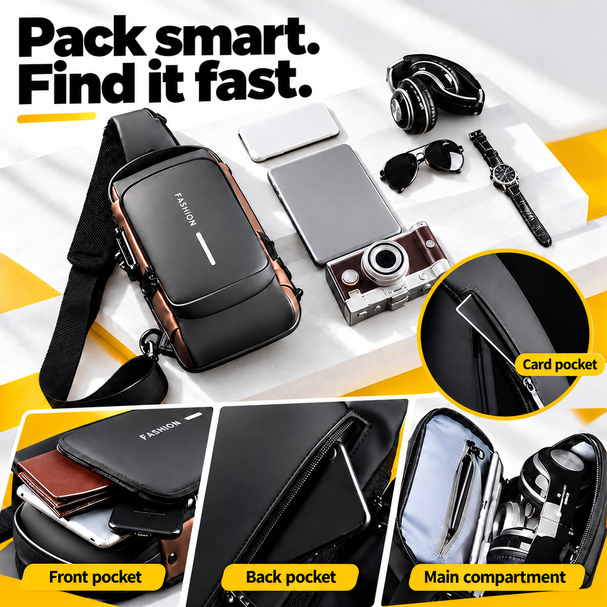 Shield — packed bag compartments.