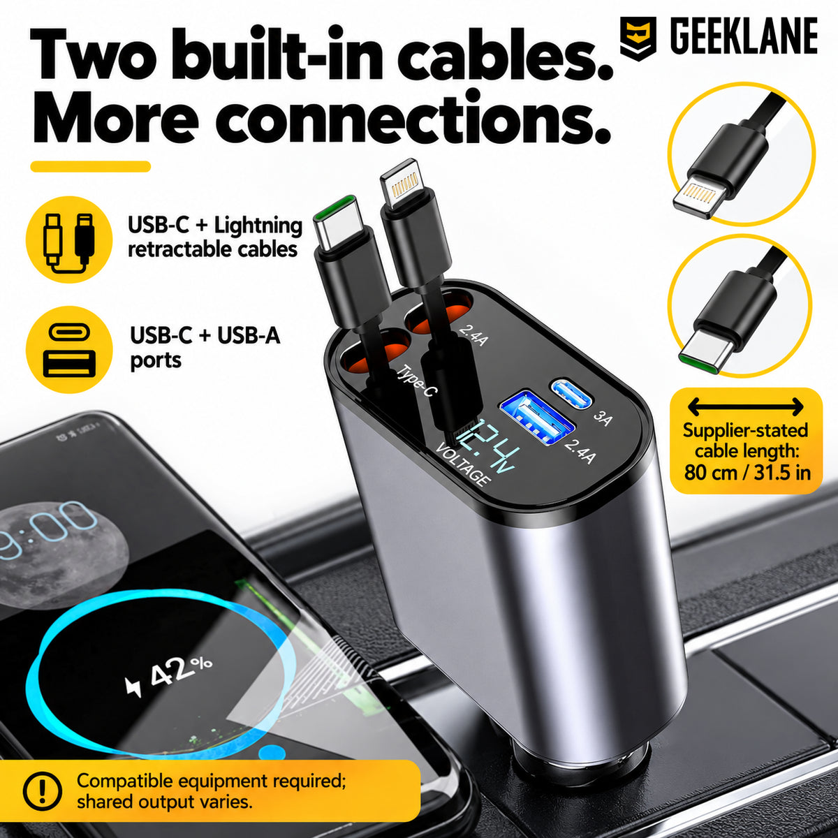 Terminal — retractable cable use.
