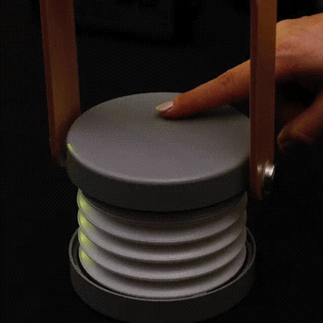 FlexiGlow: Modern 2-in-1 Rechargeable LED Lantern with Foldable Design, Dimmable Touch Control & Portable Wooden Handle