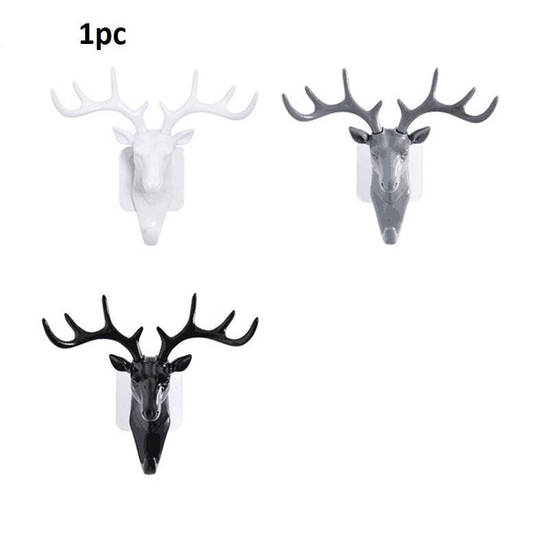 Velora: 2Pcs Heavy Duty Deer Head Antler Wall Hook with Adhesive Wall Mount Elegant Home Door Design for hanging keys, bags, Hat & Accesories