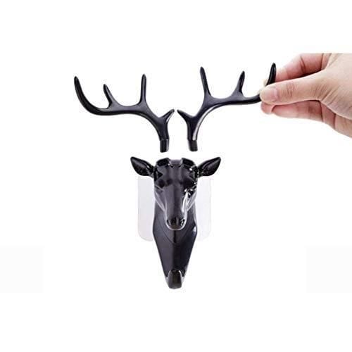 Velora: 2Pcs Heavy Duty Deer Head Antler Wall Hook with Adhesive Wall Mount Elegant Home Door Design for hanging keys, bags, Hat & Accesories