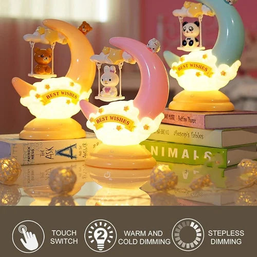 Swingy: Super Cute Crescent Moon & Cloud Night Lamp with Soft LED Glow for Cozy Bedside & Room Décor