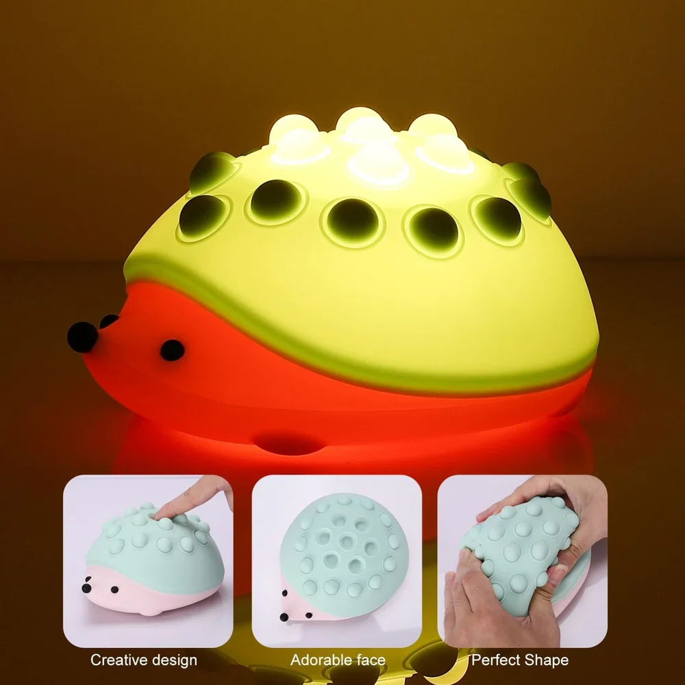 Poppy: Adorable Hedgehog Silicone Night Lamp with Color-Changing LED & Rechargeable Design for Cozy Bedroom Décor & Gifting