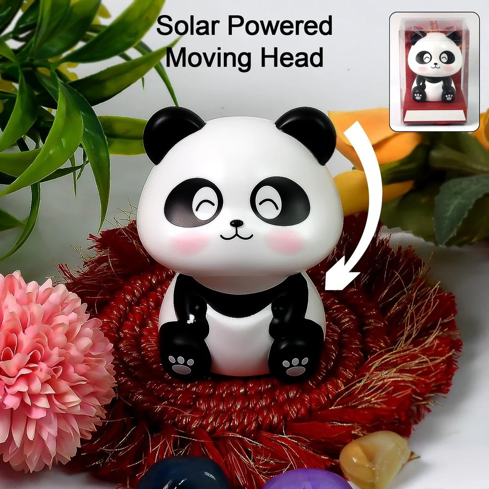 Wobble: Solar-Powered Cute Panda Bobblehead for Car Dashboard & Desk Decor