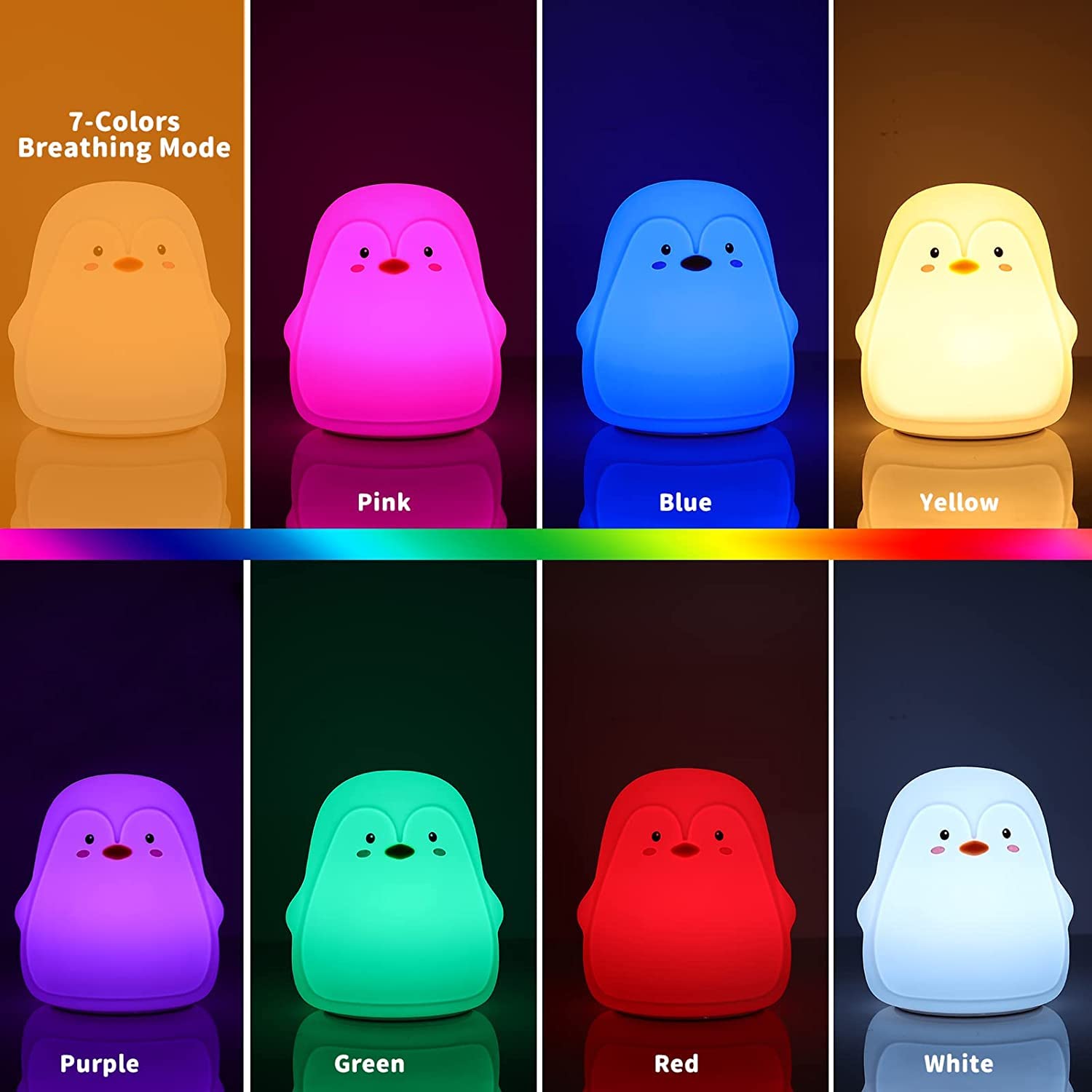 PengiGlow: Adorable Penguin Silicone Night Lamp with Rechargeable LED for Cozy Bedroom Ambience & Gifting