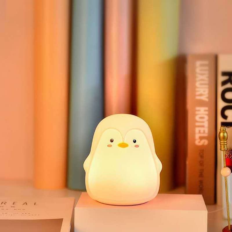 PengiGlow: Adorable Penguin Silicone Night Lamp with Rechargeable LED for Cozy Bedroom Ambience & Gifting