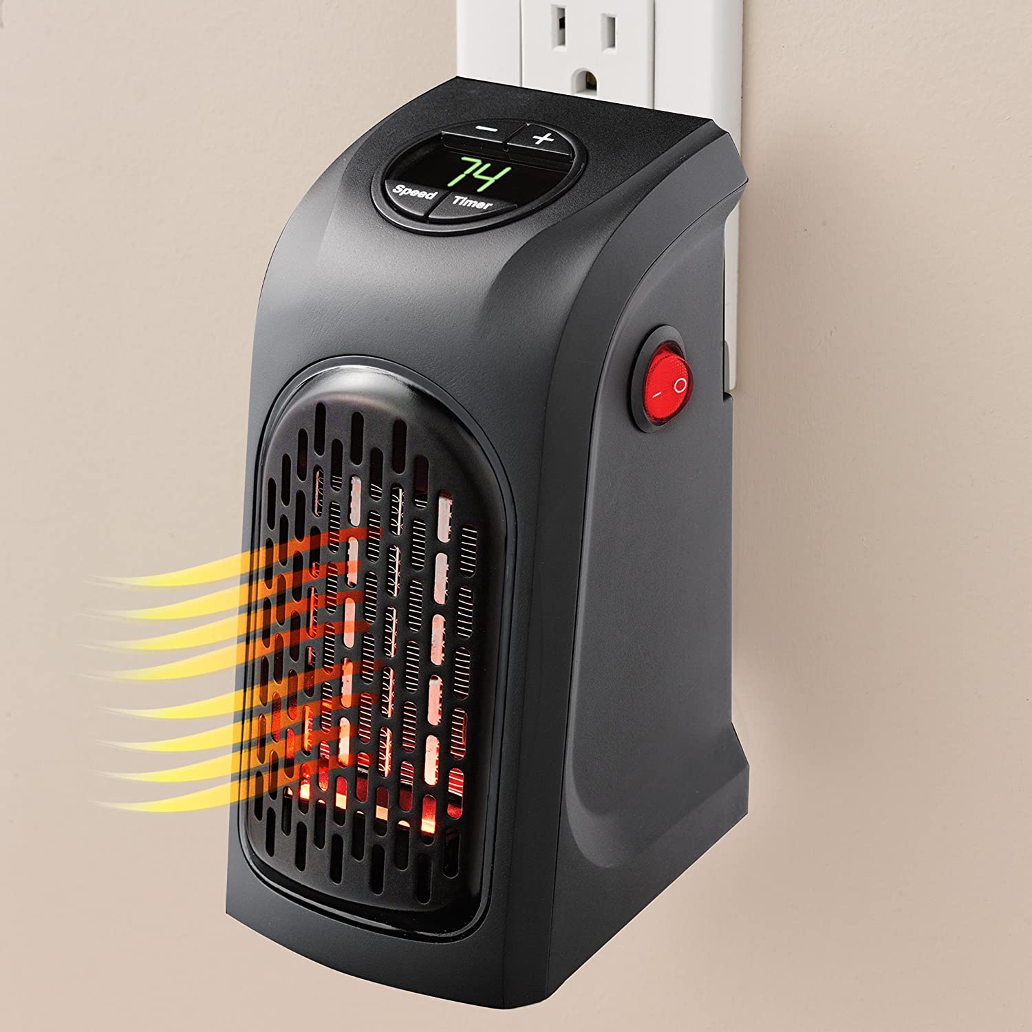 Roomie: Portable 400W Wall Socket Heater with LED Display & Adjustable Temperature Control for Home & Office