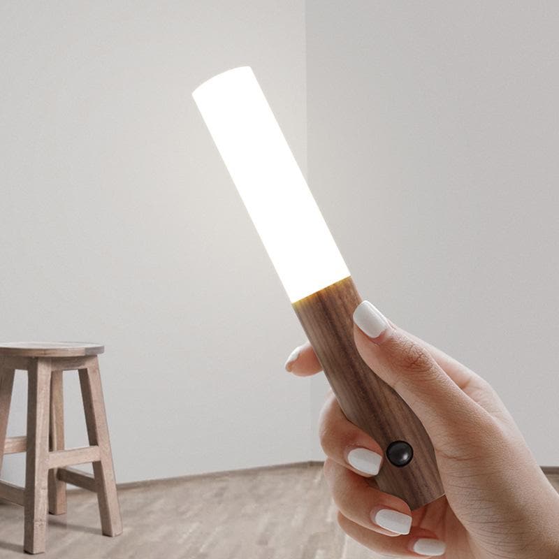 Wand: Magnetic Motion Sensor Light with USB Rechargeable LED & Wall-Mounted Wooden Torch Design for Home & Hallways