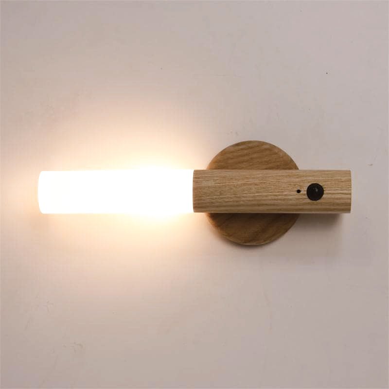 Wand: Magnetic Motion Sensor Light with USB Rechargeable LED & Wall-Mounted Wooden Torch Design for Home & Hallways