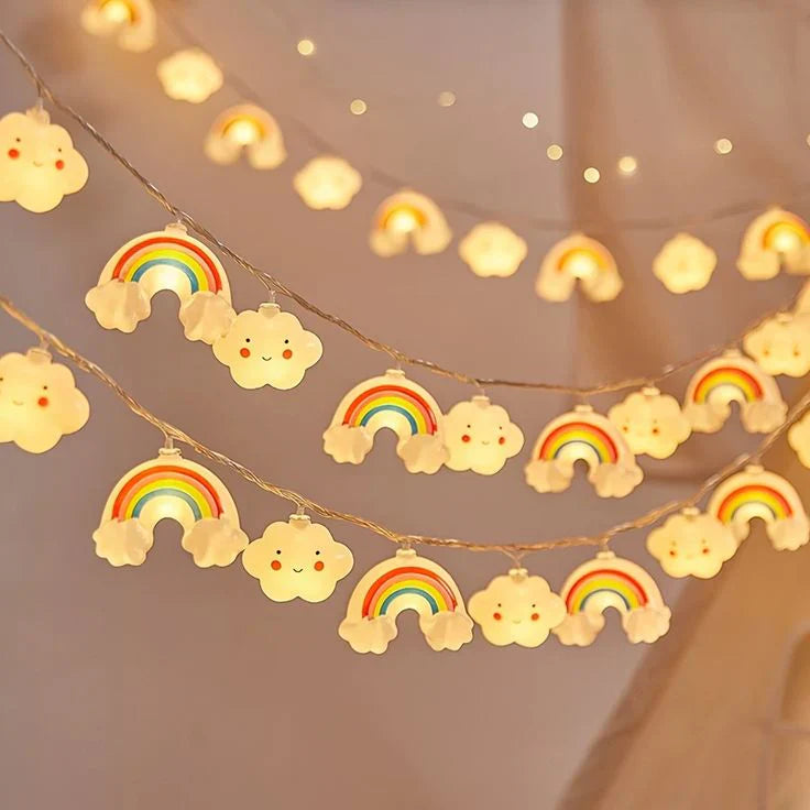 Cloudy: 10ft Cloud & Rainbow LED Fairy String Lights for Bedroom, Festive Décor & Christmas Tree Decoration