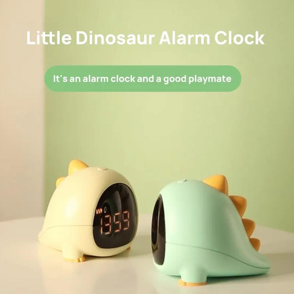 DinoWake: Cute Dinosaur Digital Alarm Clock with Dual Alarms, Adjustable Volume & Snooze Function