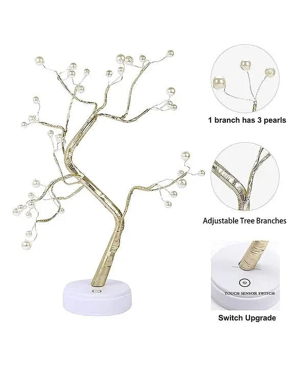 FairyTree: Cozy LED Pearl Tree Lamp with 36 Twinkling Fairy Lights for Bedroom, Wedding & Home Décor