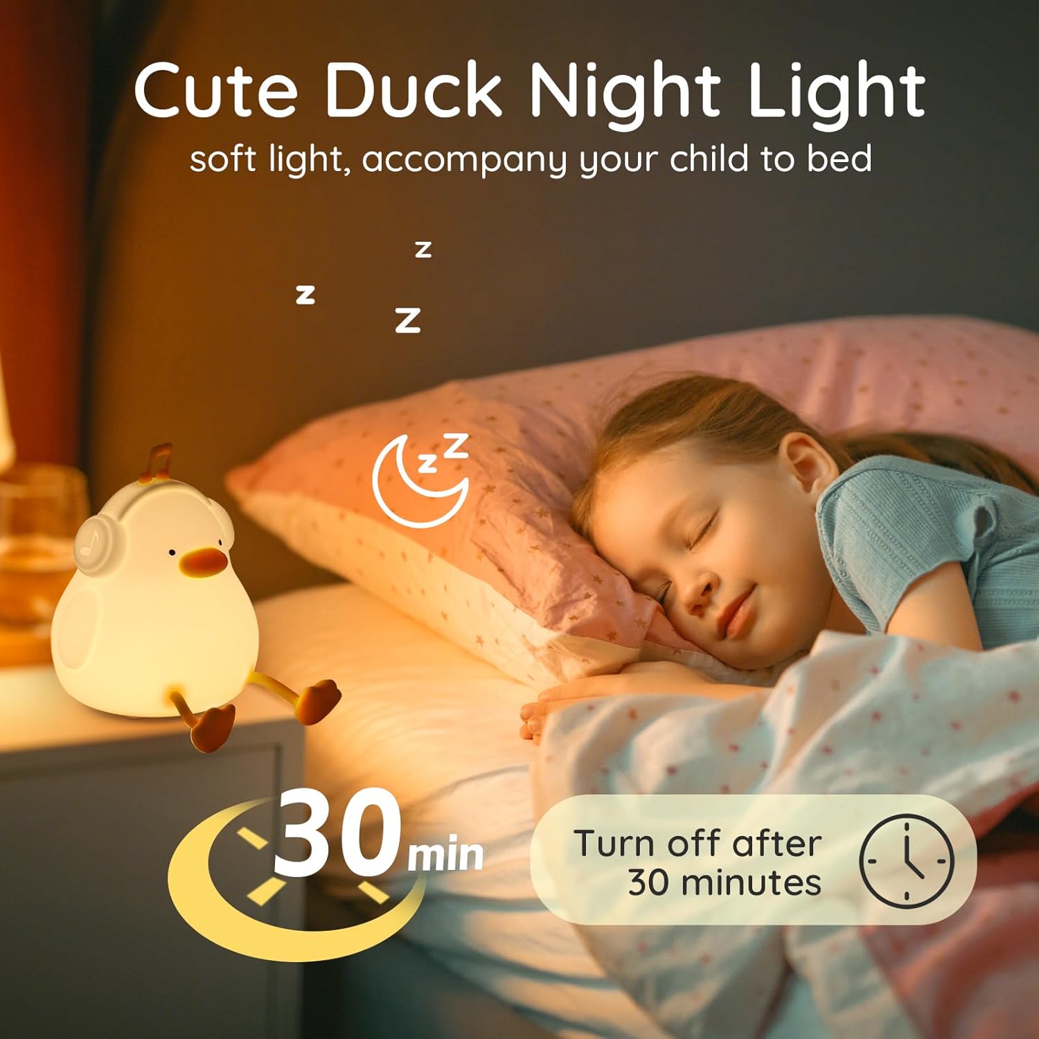DJDuck: Adorable Silicone Duck with Headphones LED Lamp – Dimmable, Rechargeable Kawaii Room Decor