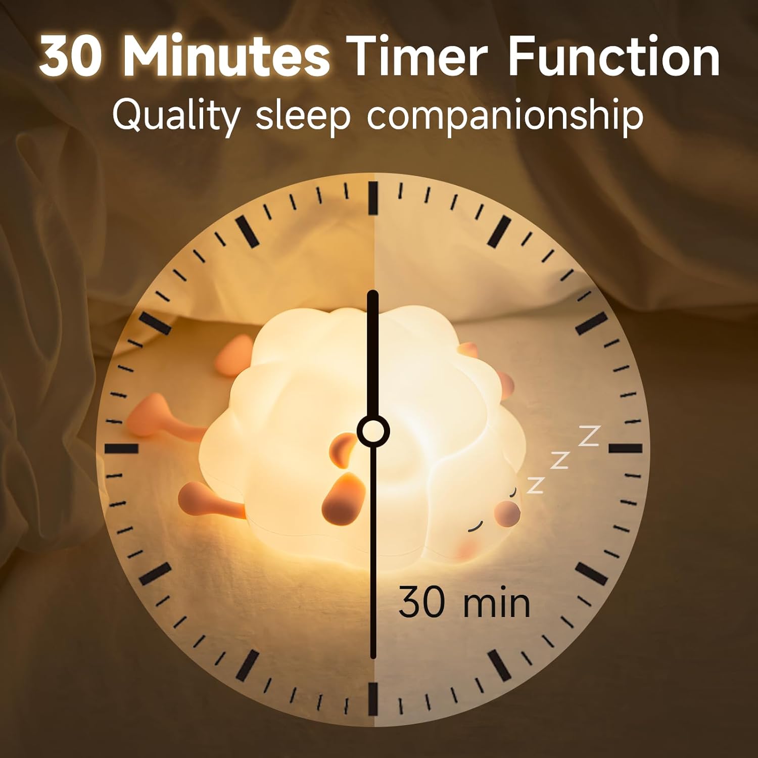 Wooly: Adorable Silicone Sheep Night Light – USB Rechargeable Soft LED Glow with Tap Control for Kids' Bedroom, Gifting & Cozy Bedside Décor