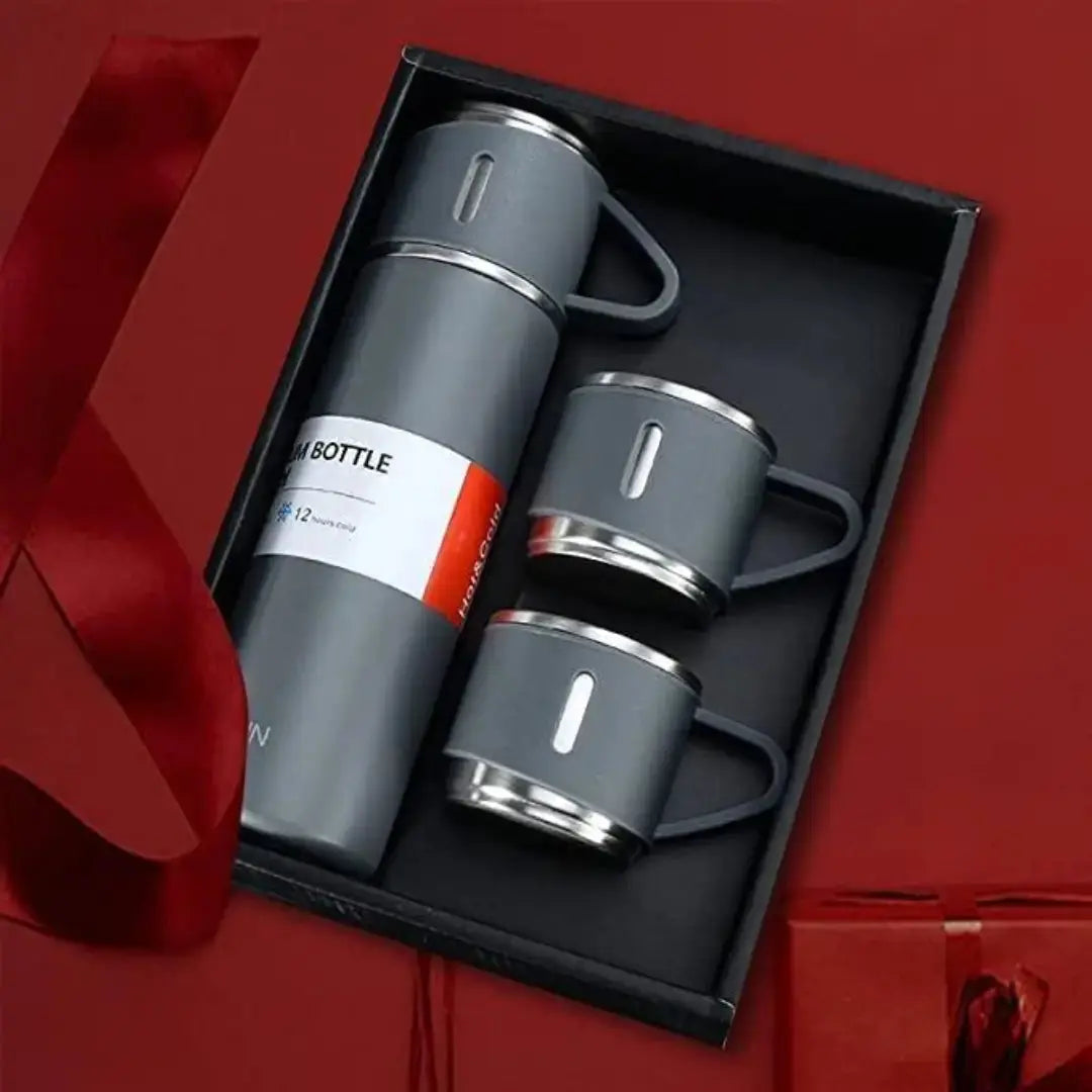 ThermoGift: 500ml Stainless Steel Vacuum Flask Gift Set with Insulated Cup – Perfect for Corporate & Festive Gifting